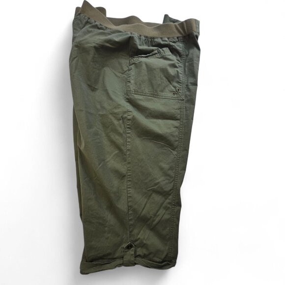 Liz & Me Pants - Liz & Me Womens 5X Olive Green Cargo Capri Pants Elastic Waistband Pockets
